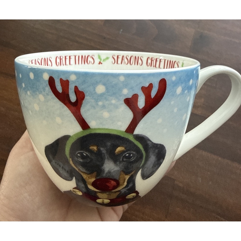 English Portobello By Design Bone China Christmas Coffee Cup Dachshund Weenie Do
